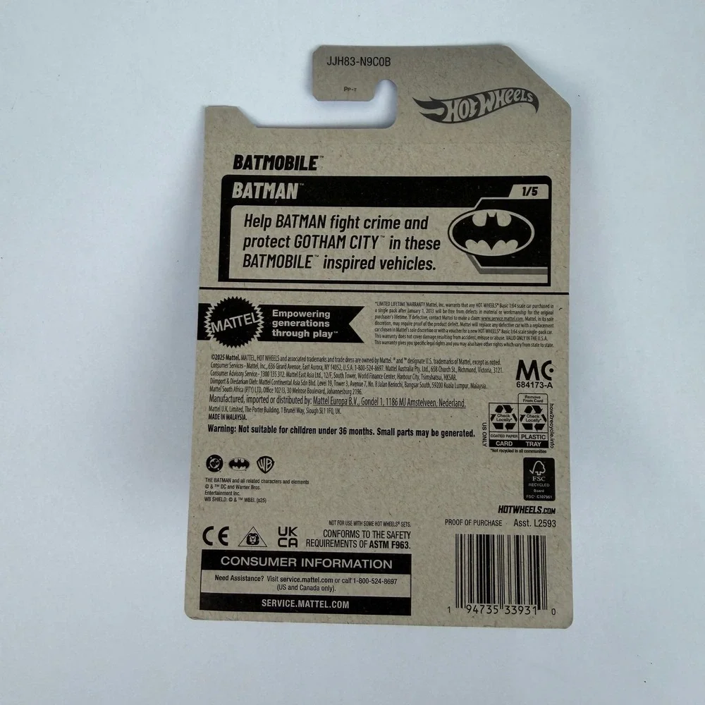 Hot‎ Wheels Batmobile The Batman Matte Grey 1/5 4/250 JJH83 2025 Diecast Car New